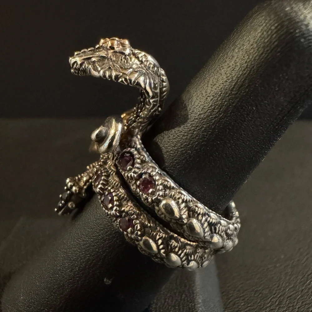 Barbara Bixby Sterling & 18k Multi-Gemstone Cobra Ring - Picture 3 of 11